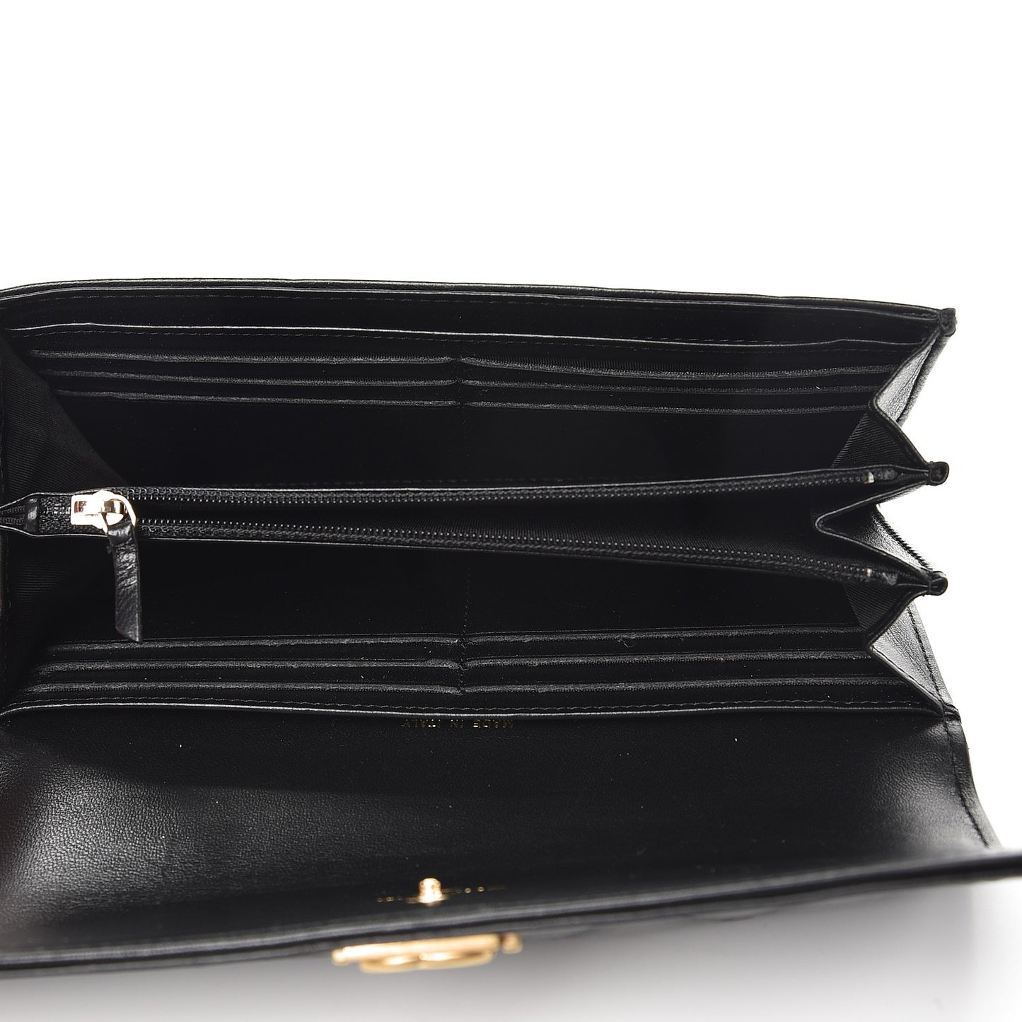 Lambskin Quilted Boy Large Gusset Flap Wallet Black
