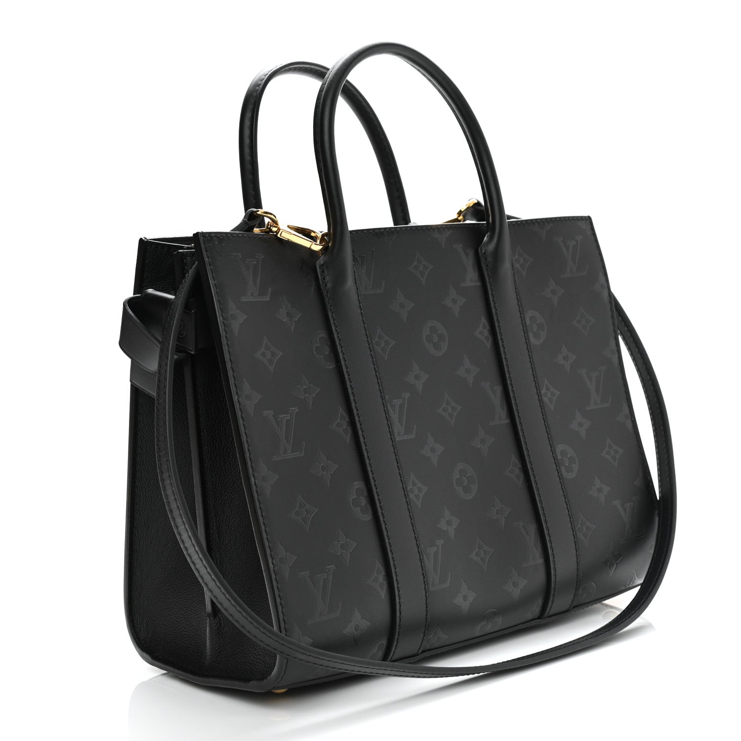 Louis Vuitton Monogram Cuir Plume Very Tote MM Black 3 of 10