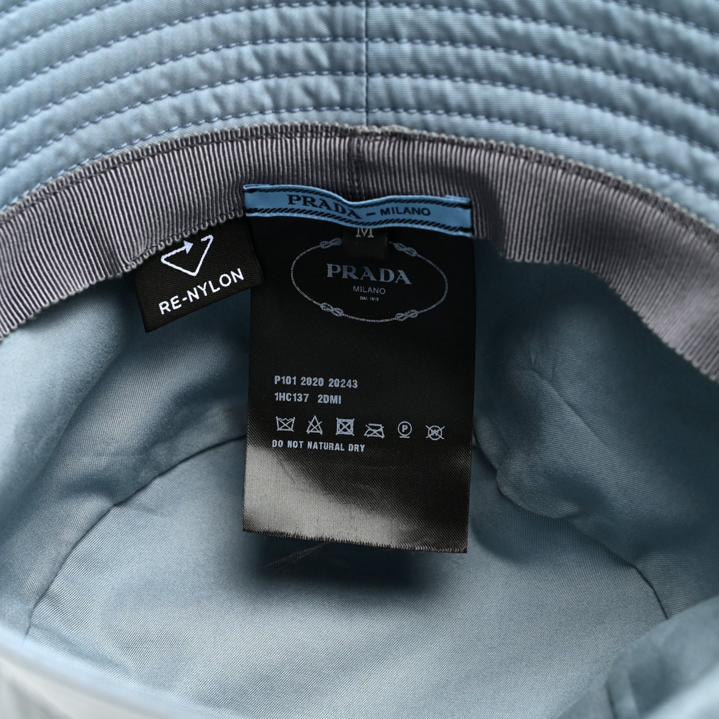 Re-Nylon Metal Triangle Logo Womens Bucket Hat M Celeste