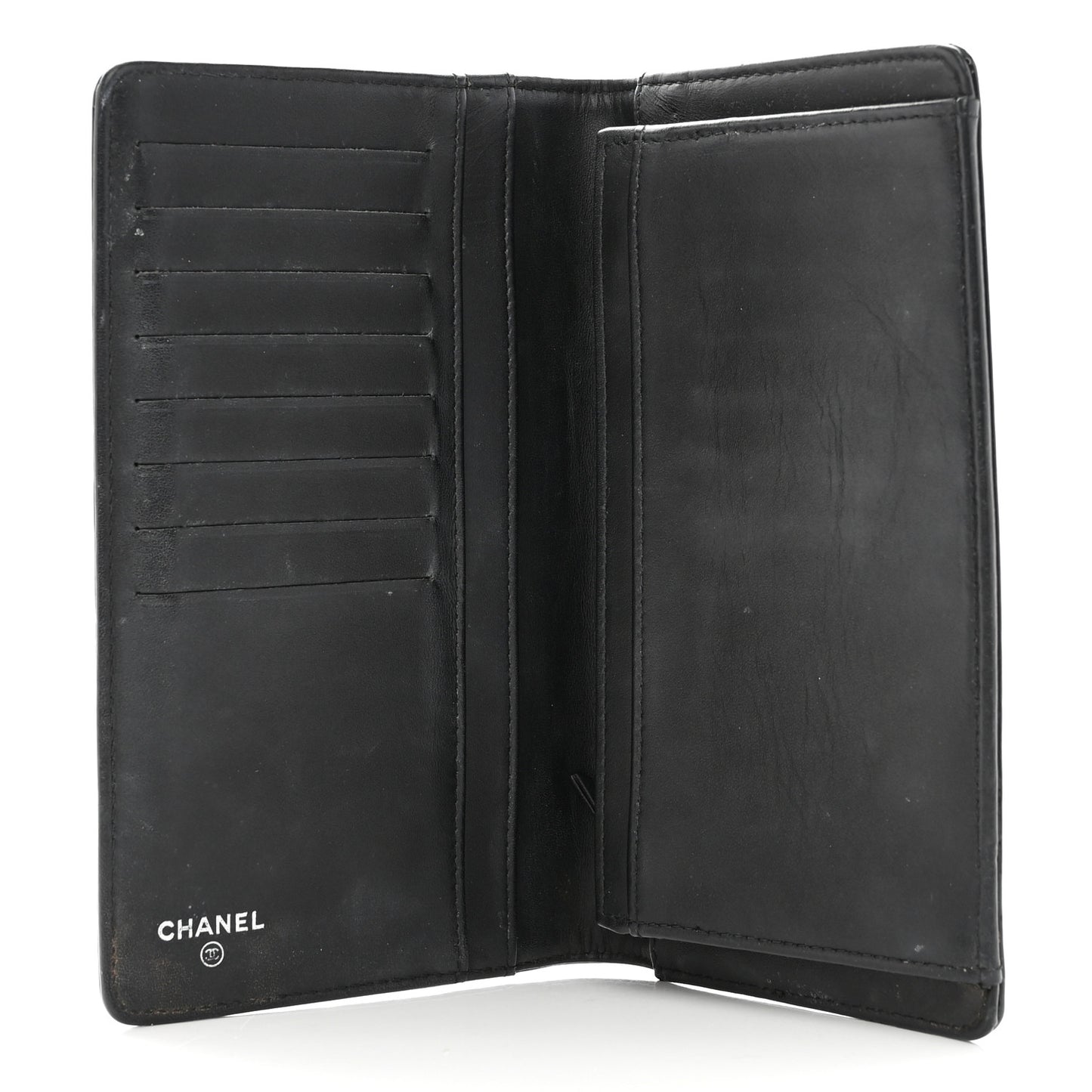 Patent Calfskin Quilted Boy Yen Wallet Black