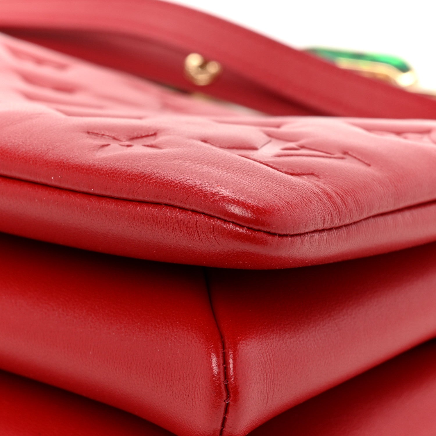Louis Vuitton Mother of Pearl Lambskin Embossed Monogram Coussin BB Red Green 14 of 15