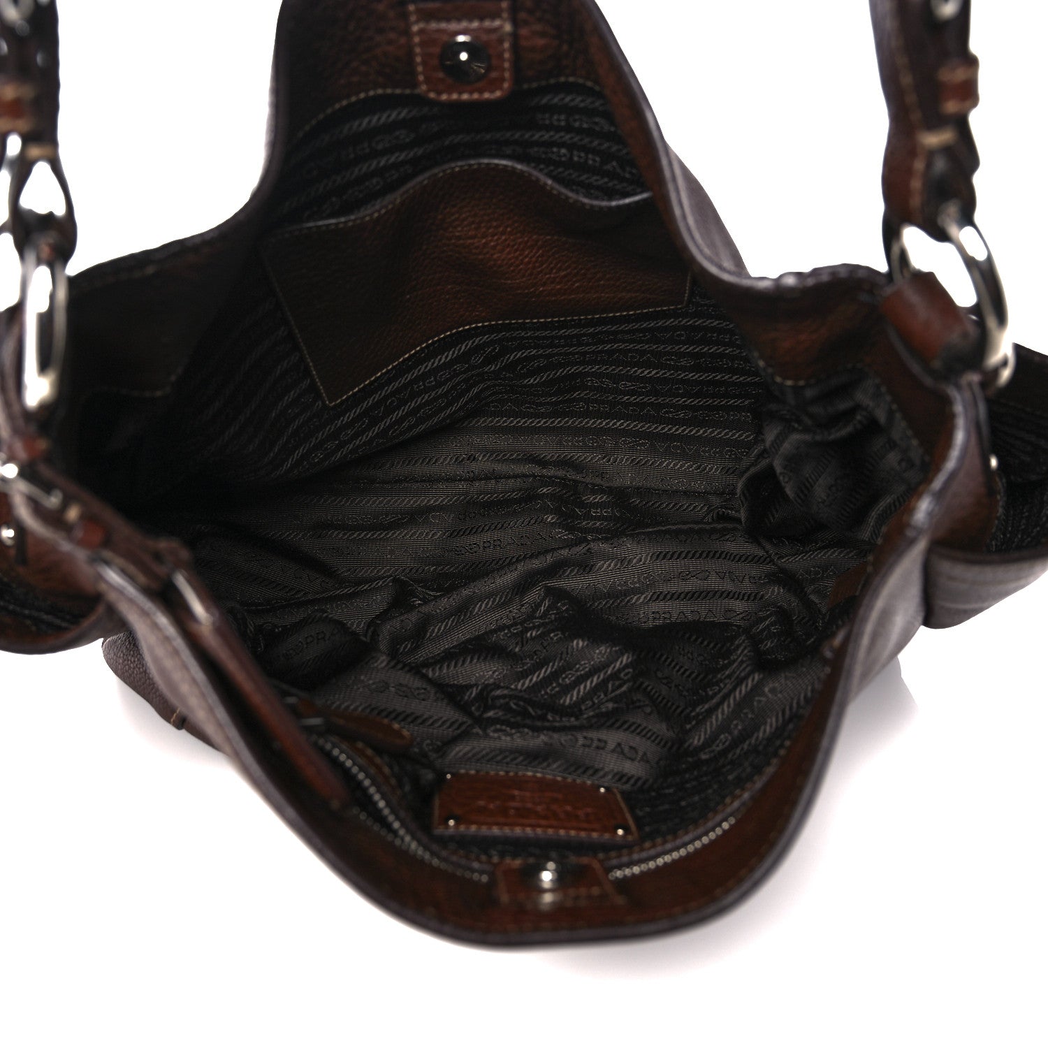 Prada Vitello Daino Side Pocket Hobo Bruciato 5 of 20