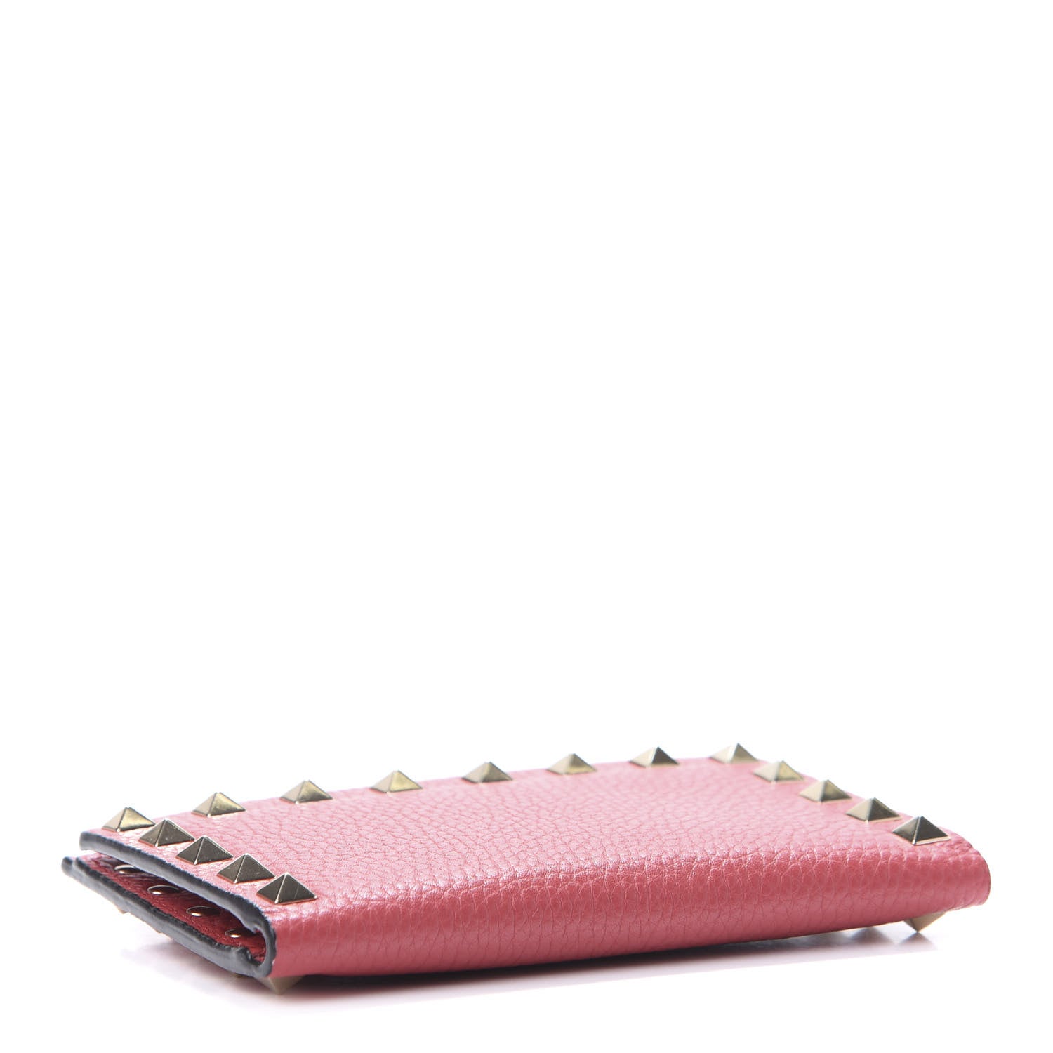 Valentino Garavani Pebbled Calfskin Rockstud Coin Case Card Holder Pink 4 of 7