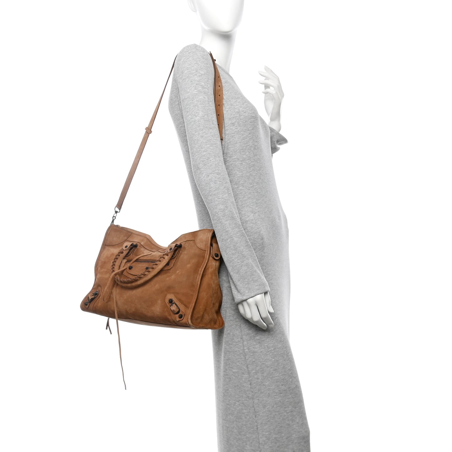 Waxed Suede Calfskin Classic Hardware Medium Le City Camel