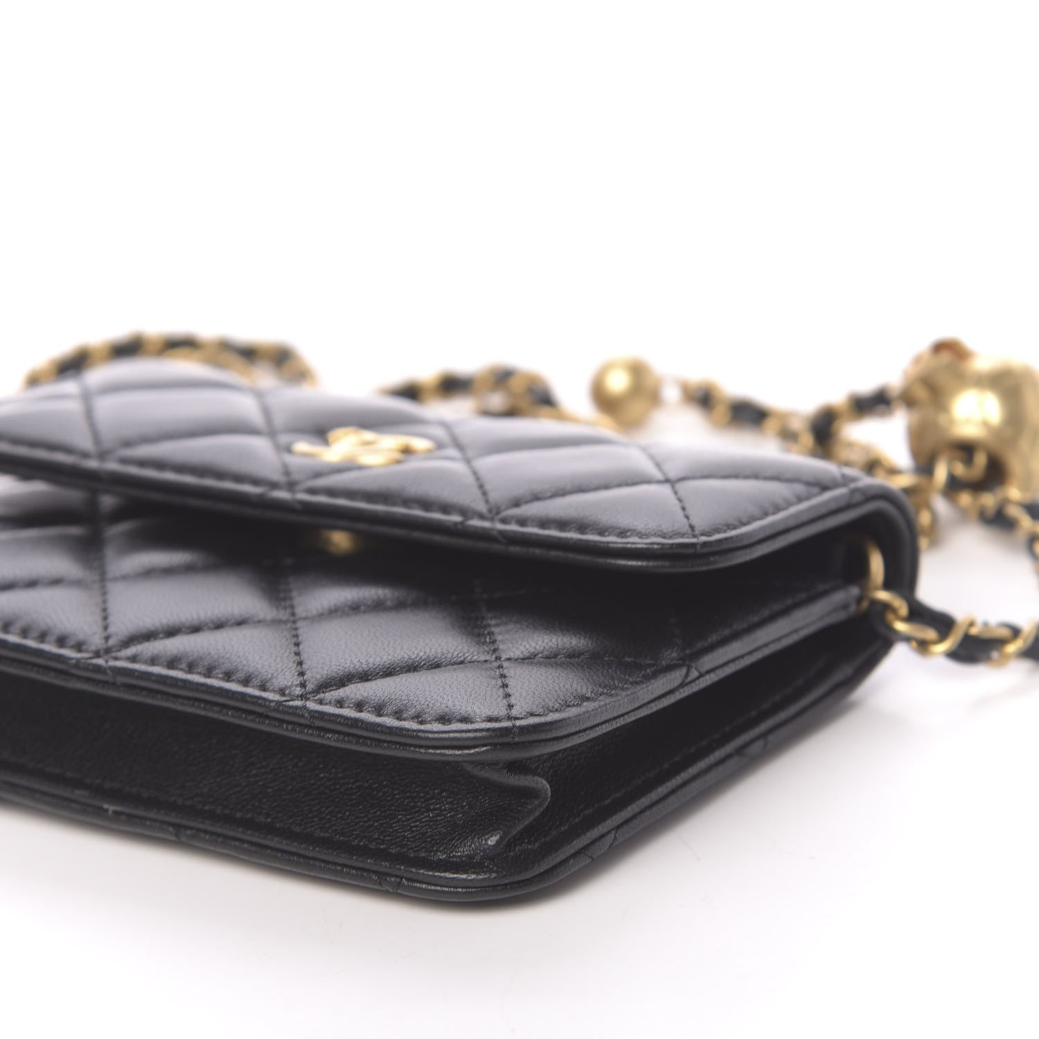 Chanel Lambskin Quilted Pearl Crush Clutch With Chain Black 10 of 13