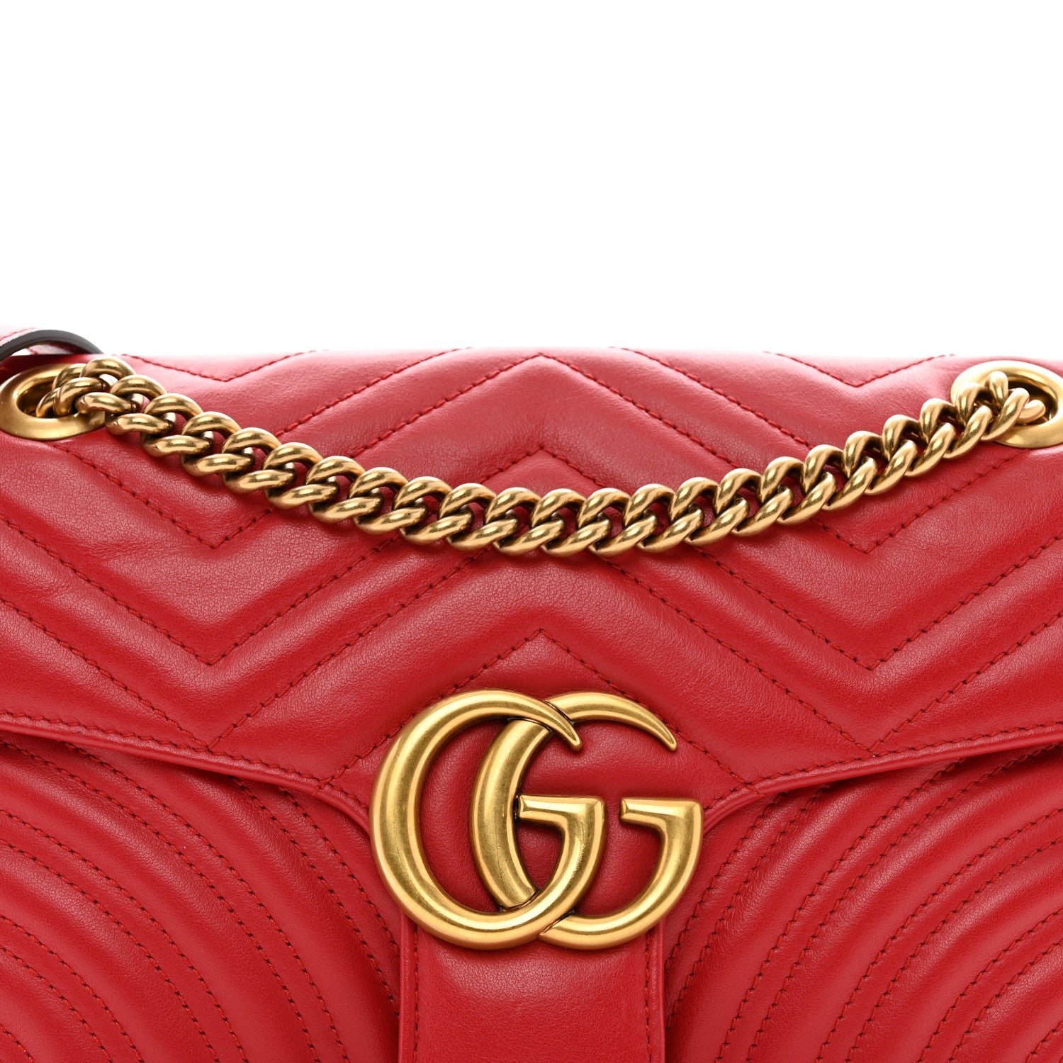 Gucci Calfskin Matelasse Small GG Marmont Shoulder Bag Hibiscus Red 5 of 12