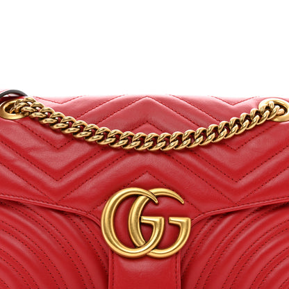 Gucci Calfskin Matelasse Small GG Marmont Shoulder Bag Hibiscus Red 5 of 12