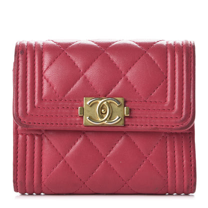 Chanel Lambskin Quilted Compact Boy Wallet Fuchsia 1 of 12