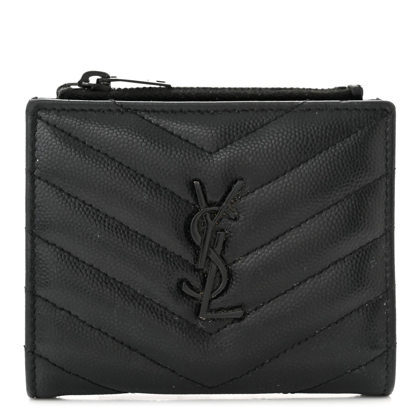Grain De Poudre Matelasse Chevron Monogram Zipped Card Case Black