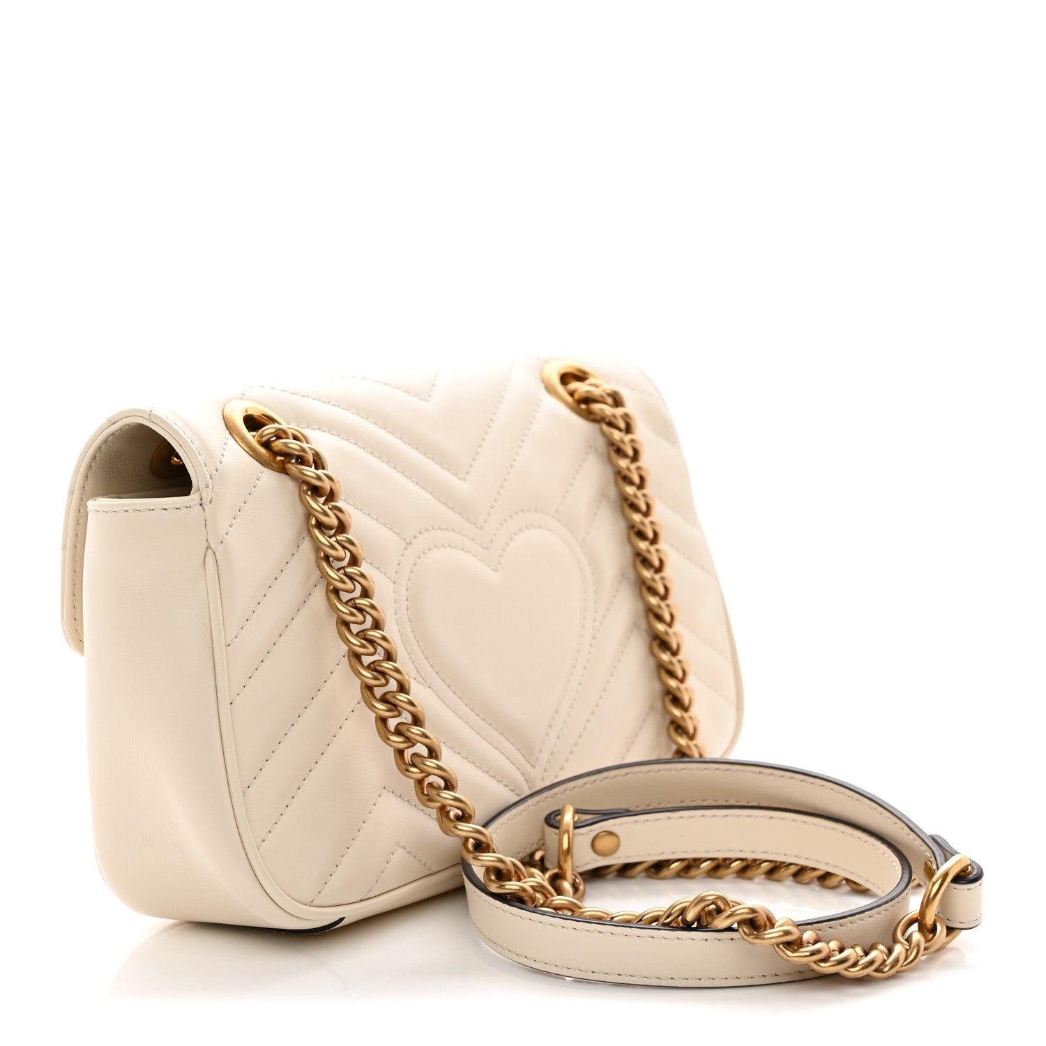 Gucci Calfskin Matelasse Mini GG Marmont Shoulder Bag White 3 of 12