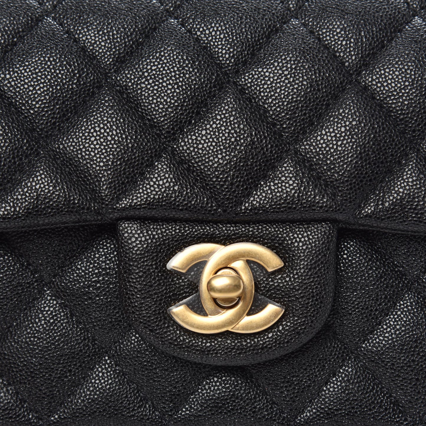 Caviar Quilted Mini Top Handle Rectangular Flap Black