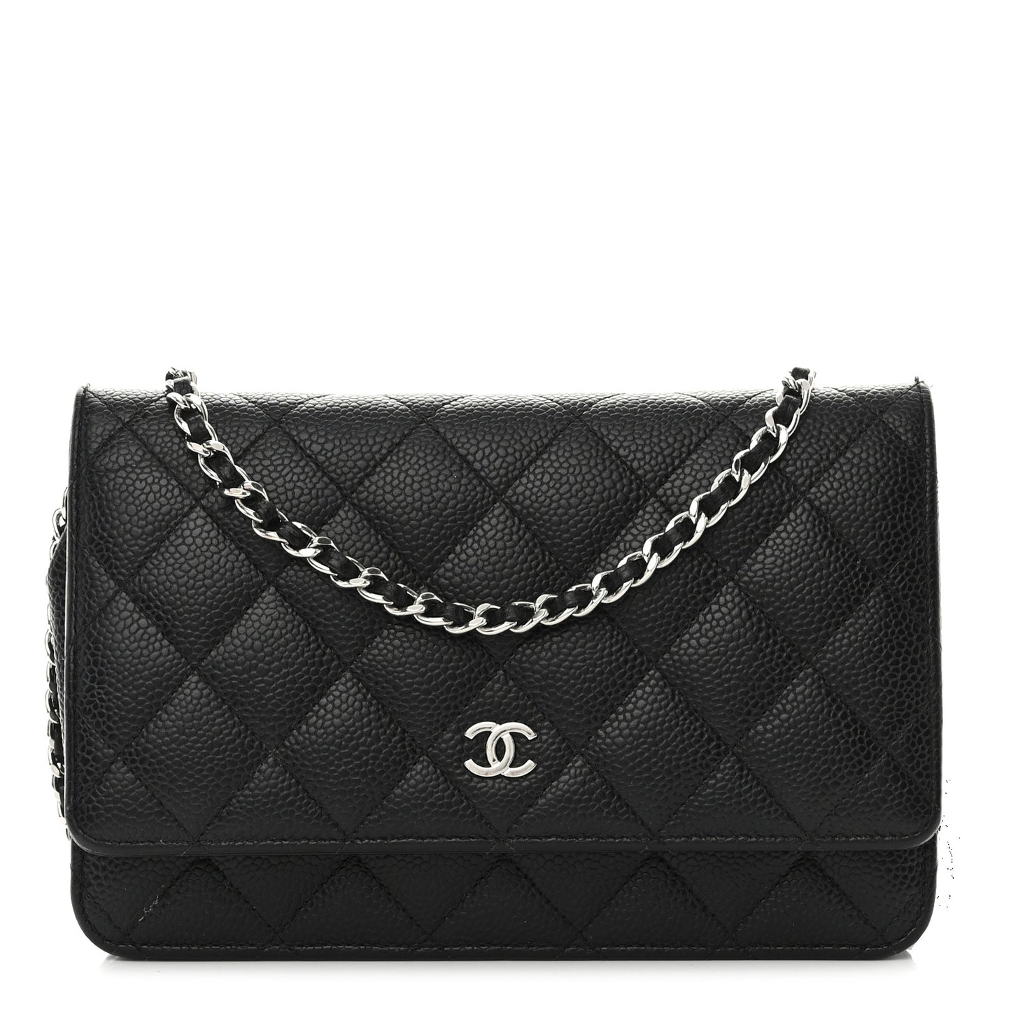 Caviar Quilted Wallet on Chain WOC Black