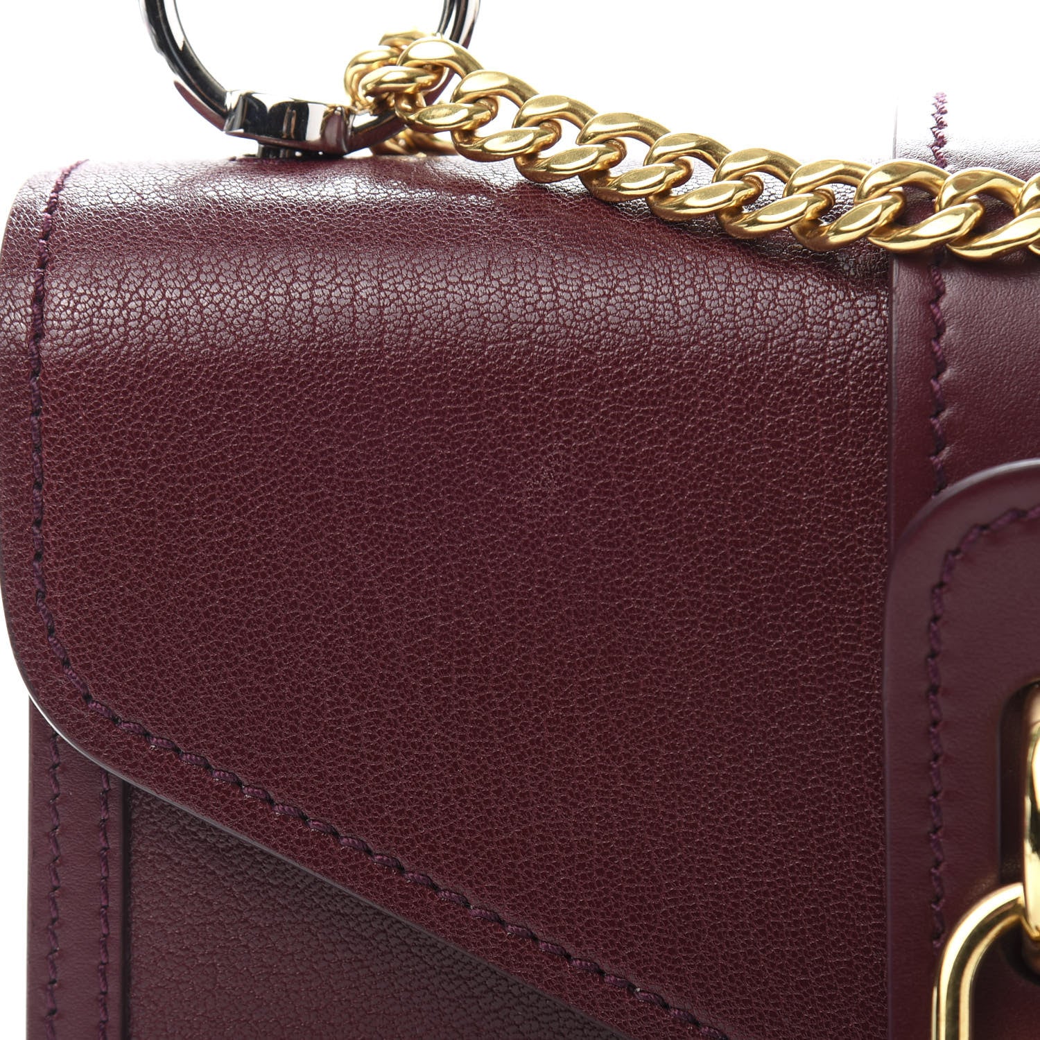 Chloe Shiny Goatskin Calfskin Aby Chain Shoulder Bag Burnt Mahogany 9 of 10