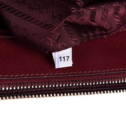 Prada Saffiano Bi-Color Medium Galleria Double Zip Tote Cerise Granato 8 of 11