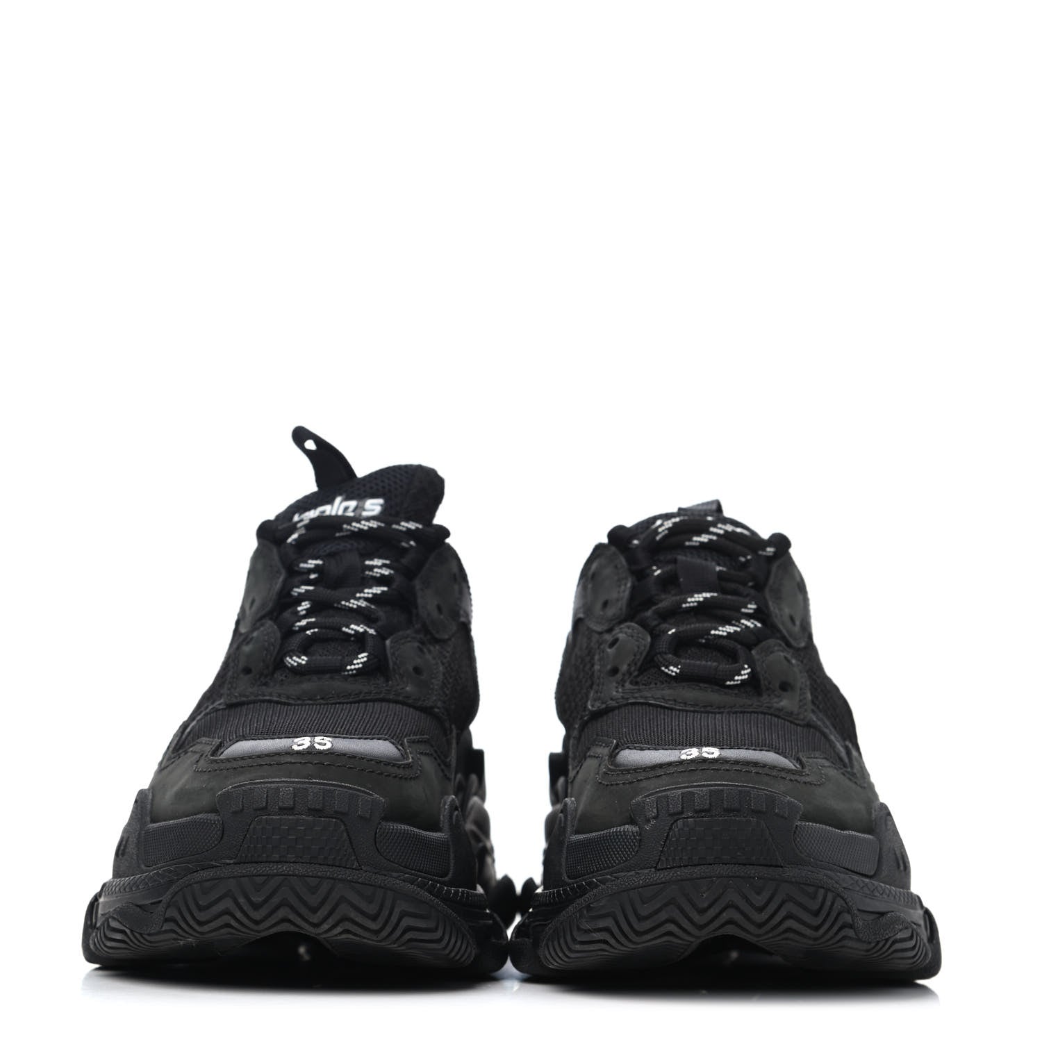 Balenciaga Fabric Mesh Womens Triple S Sneakers 35 Black 2 of 4