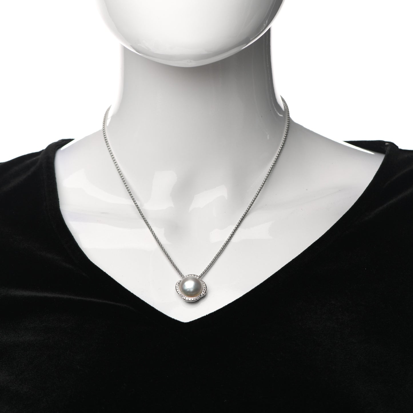 Sterling Silver Pearl Diamond Continuance Pendant Necklace