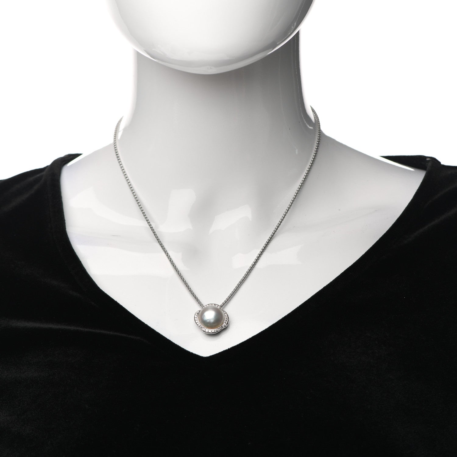 David Yurman Sterling Silver Pearl Diamond Continuance Pendant Necklace 2 of 5