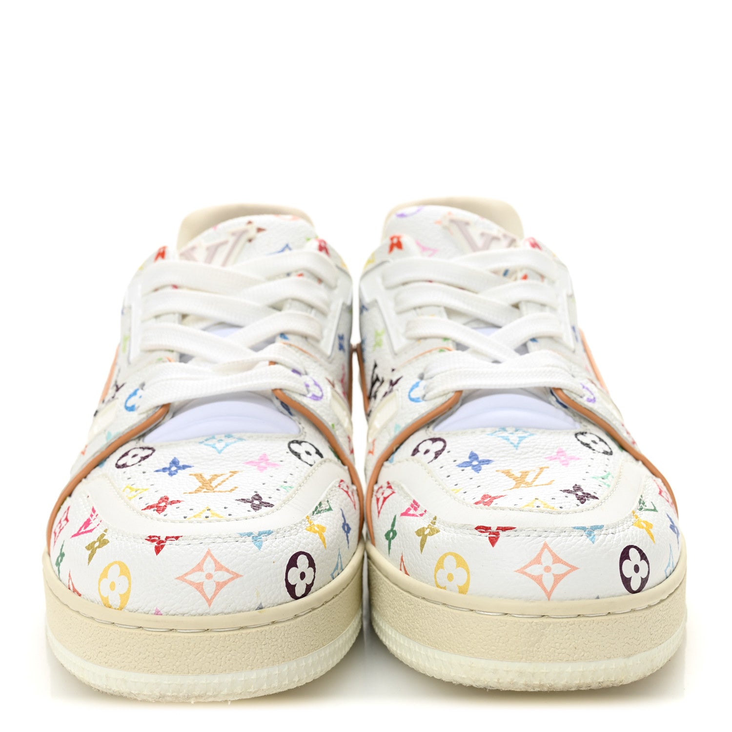 Louis Vuitton LV X TM Calfskin Monogram Multicolor Womens LV Trainer Sneakers 38 White 3 of 10