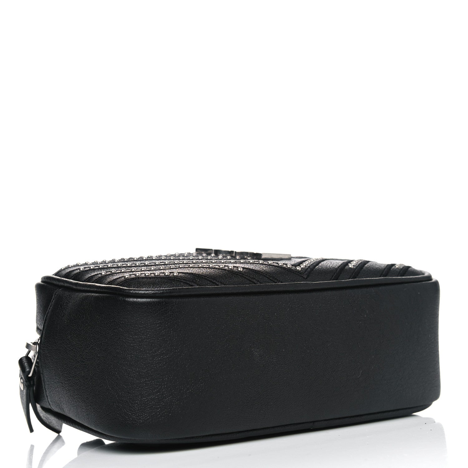 Saint Laurent Calfskin Matelasse Studded Monogram Lou Belt Bag Black 5 of 9