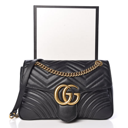 Gucci Calfskin Matelasse Medium GG Marmont Shoulder Bag Black 11 of 11