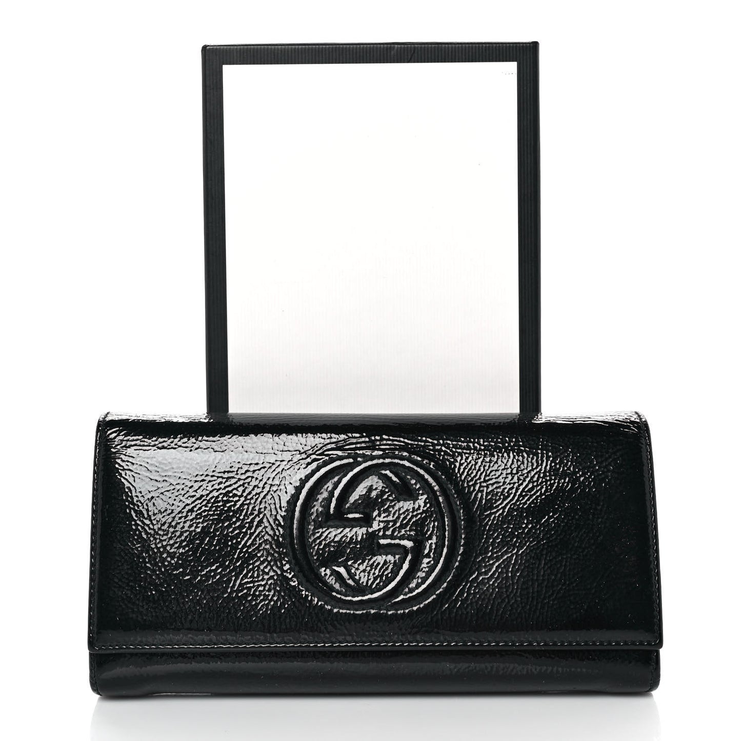 Patent Calfskin Large Soho Continental Wallet Black