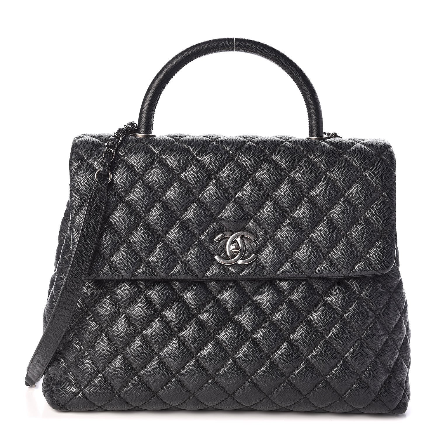 Chanel Caviar Quilted Large Coco Handle Flap Grey 1 of 12