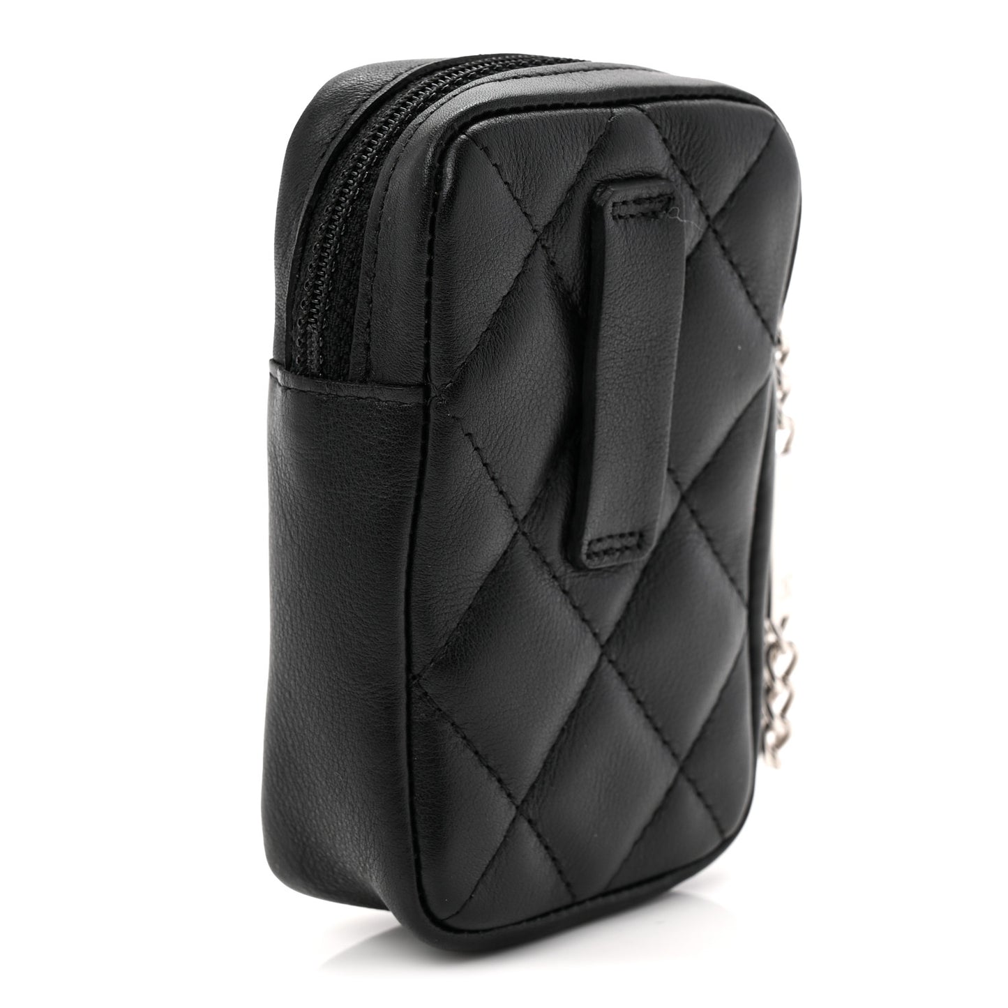 Calfskin Quilted Cambon Cigarette Case Holder Black White