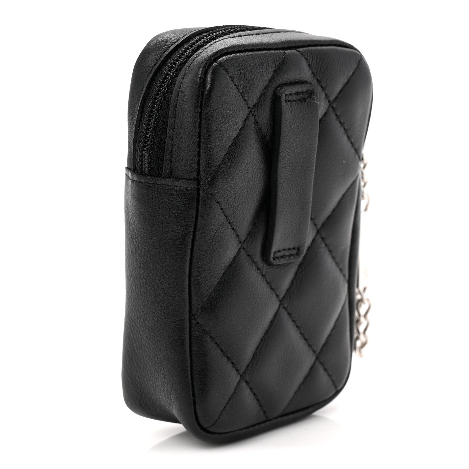 Chanel Calfskin Quilted Cambon Cigarette Case Holder Black White 3 of 8