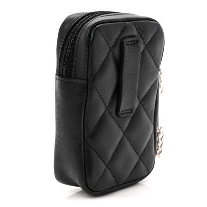 Chanel Calfskin Quilted Cambon Cigarette Case Holder Black White 3 of 8