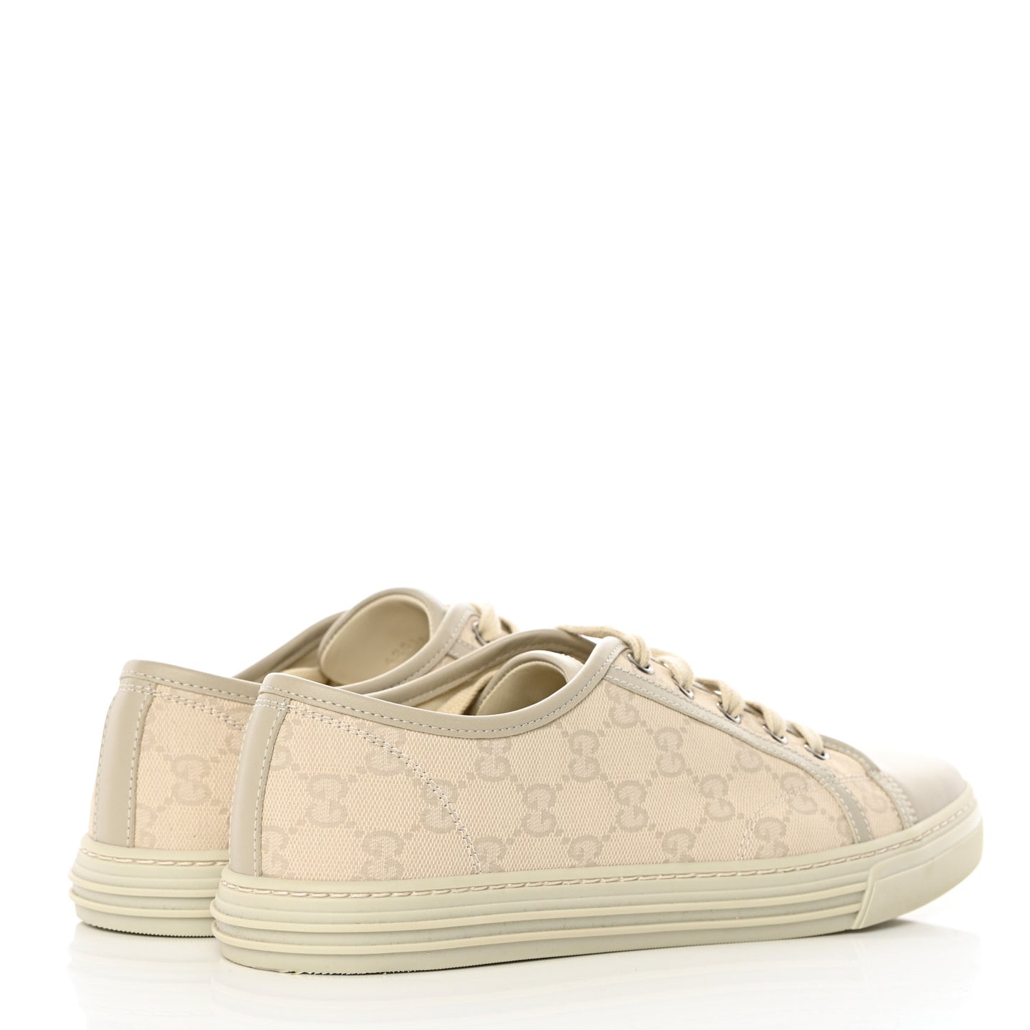 Washed Cotton GG Monogram Calfskin Womens Low Top Sneakers 40 White Mystic White Great White