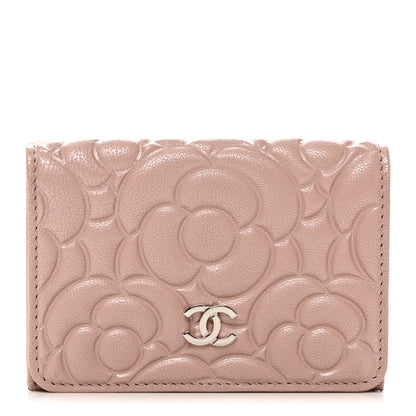 Chanel Goatskin Camellia Embossed Compact Wallet Light Pink 1 of 8