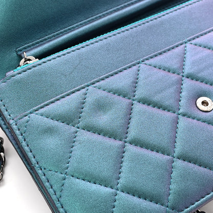 Chanel Iridescent Lambskin Quilted Wallet On Chain WOC Turquoise 12 of 12