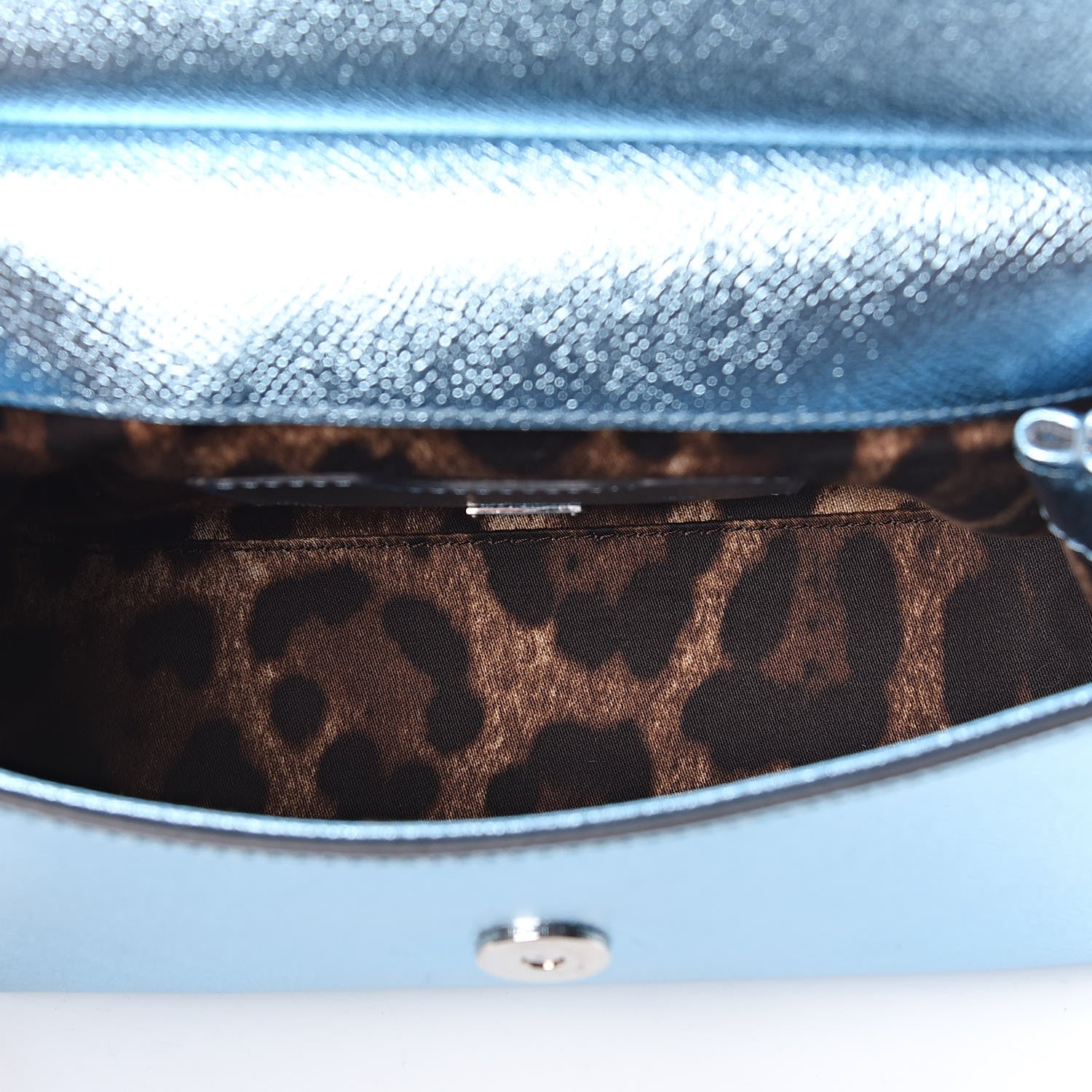 Dolce & Gabbana Metallic Dauphine Small Miss Sicily Satchel Blue 5 of 8