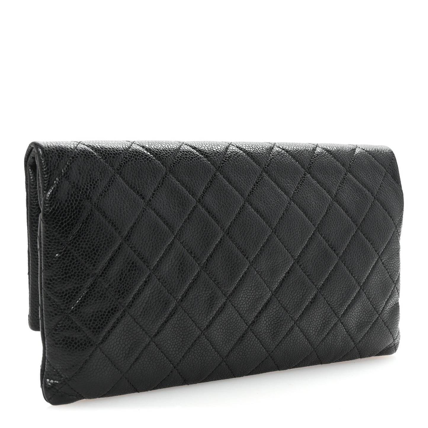 Caviar Quilted CC Beauty Clutch Black