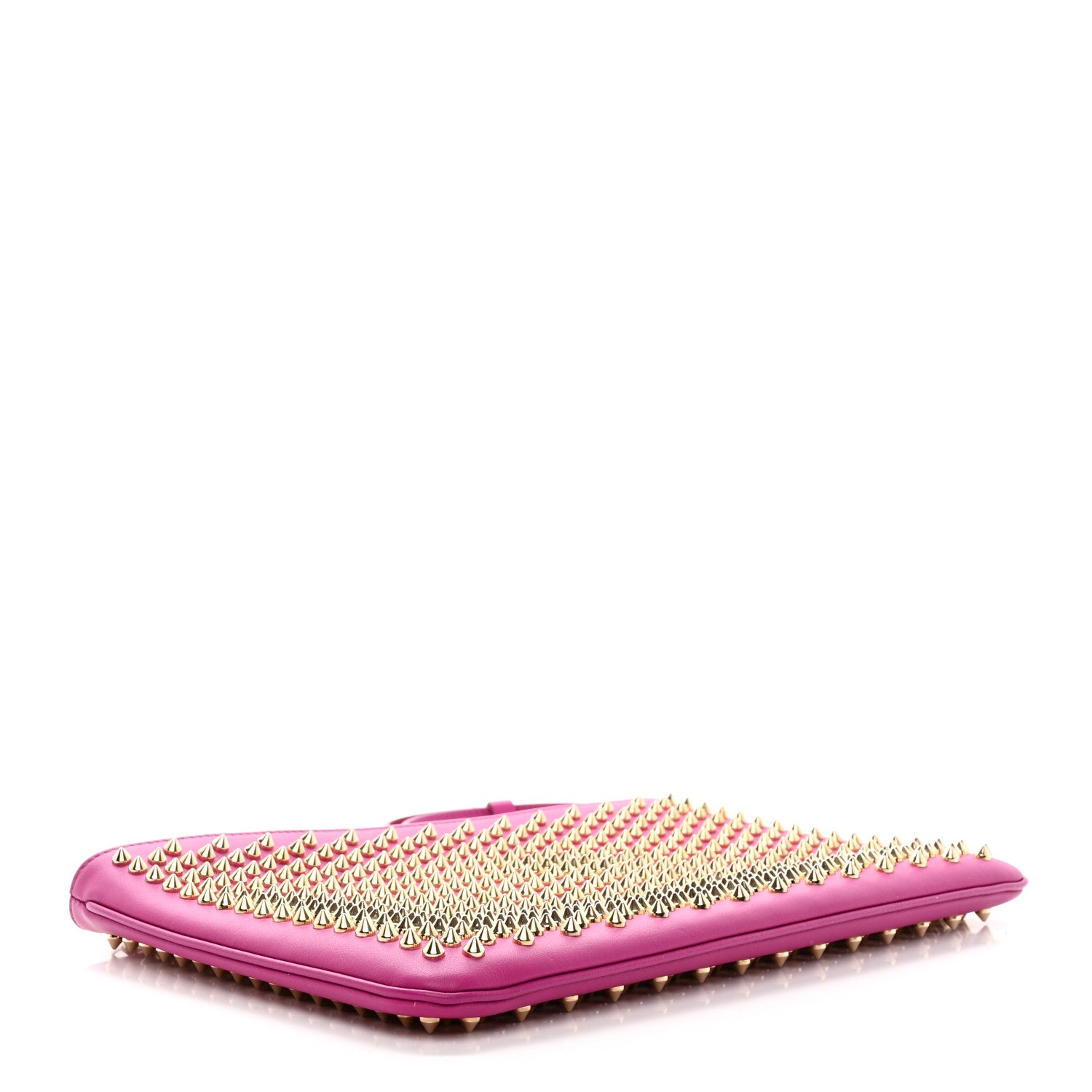 Christian Louboutin Calfskin Studded Loubiposh Chain Clutch Rose Indien Gold 4 of 10