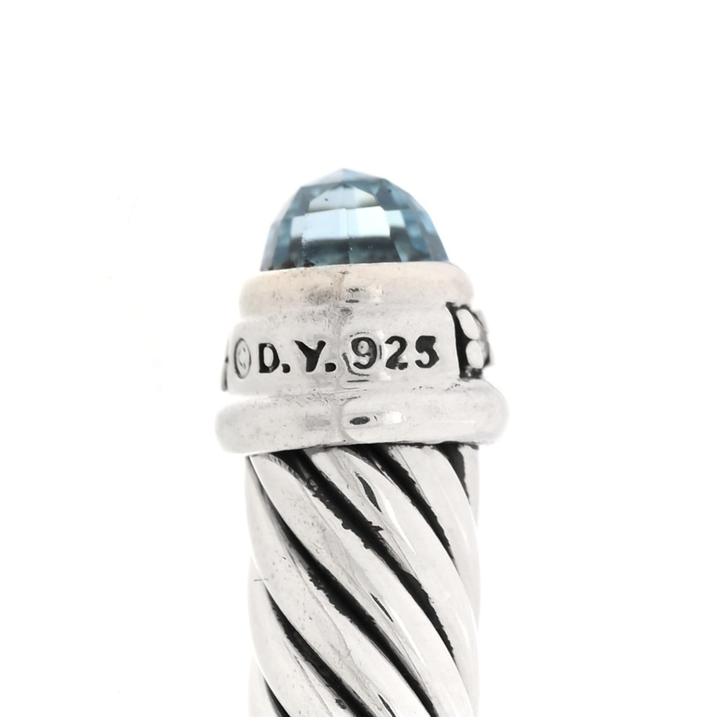 Sterling Silver Diamond Blue Topaz 5mm Cable Classics Bracelet