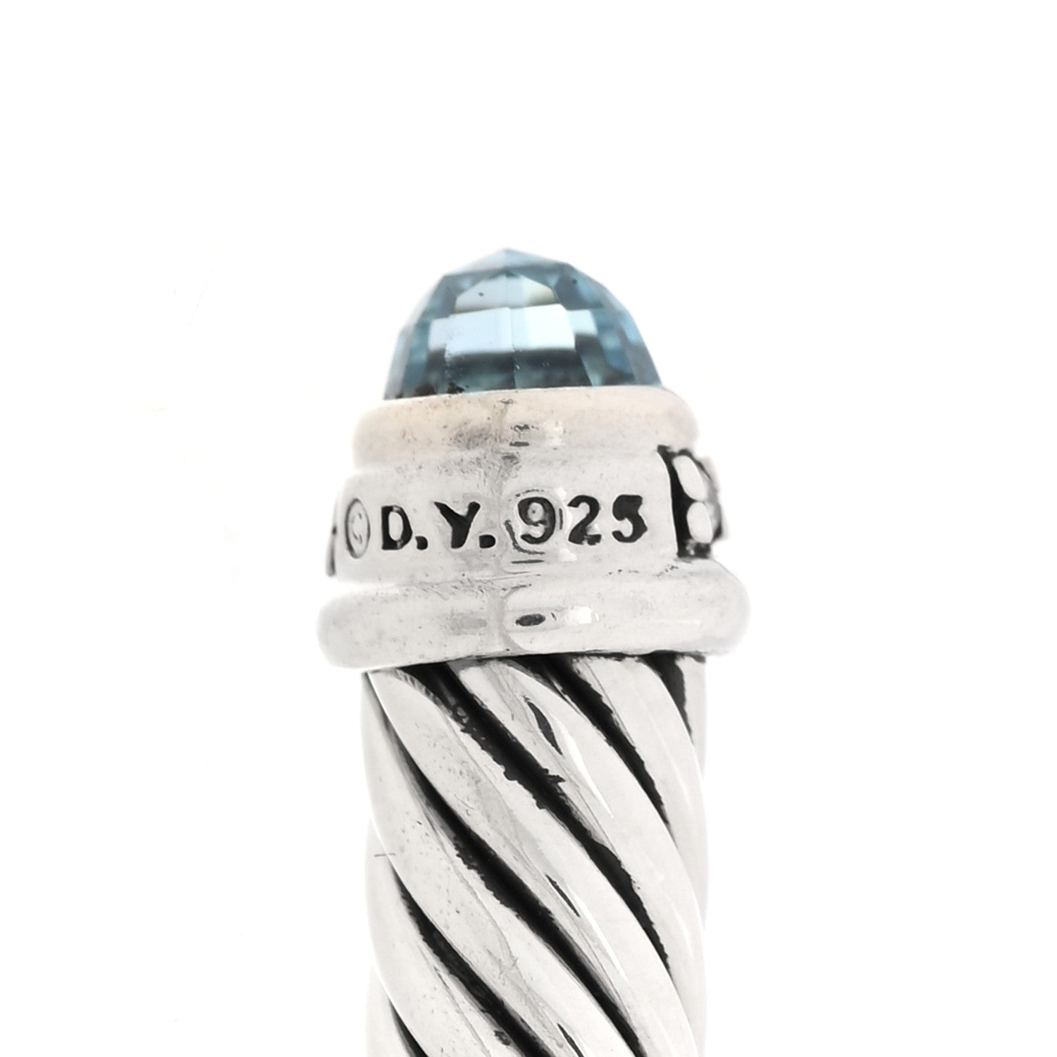 David Yurman Sterling Silver Diamond Blue Topaz 5mm Cable Classics Bracelet 3 of 3