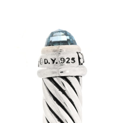 David Yurman Sterling Silver Diamond Blue Topaz 5mm Cable Classics Bracelet 3 of 3