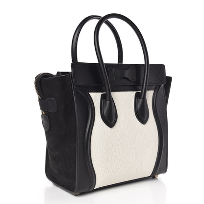 Celine Bullhide Calfskin Micro Bi-Color Luggage Black White 3 of 9