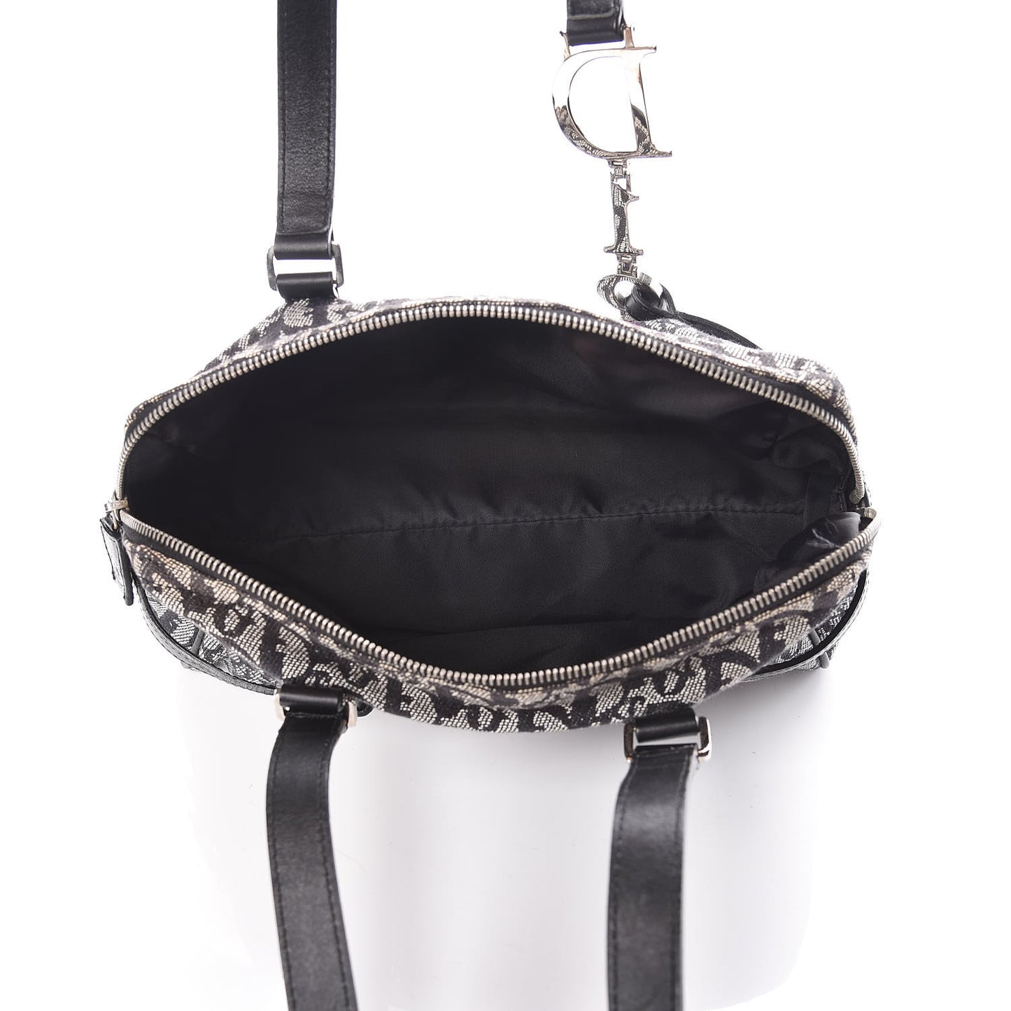 Denim Monogram Charms Shoulder Bag Black