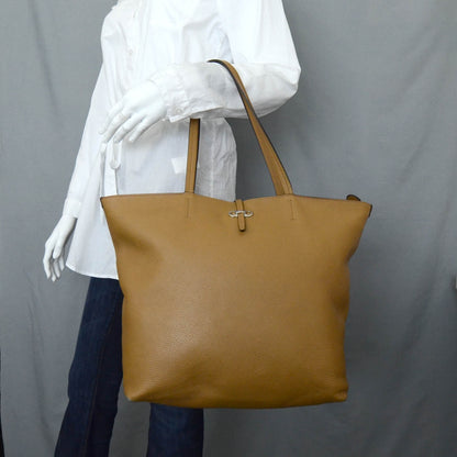 FASHIONPHILE SALVATOREFERRAGAMOLeatherGinaNorthToSouthToteTan 2 of 11