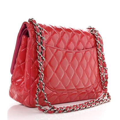 Chanel Patent Quilted Jumbo Double Flap Pink 2 of 13