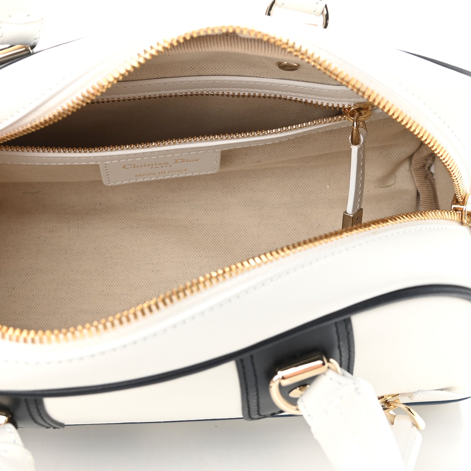 Christian Dior Calfskin Small Dior Vibe Zip Bowling Bag White 5 of 11