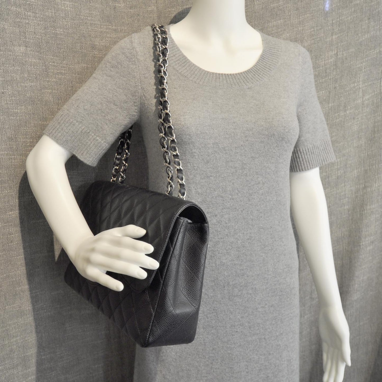 Caviar Quilted Jumbo Flap Black SHW