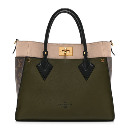 Louis Vuitton Calfskin Monogram On My Side MM Laurier Green Toffee Latte Beige 1 of 9