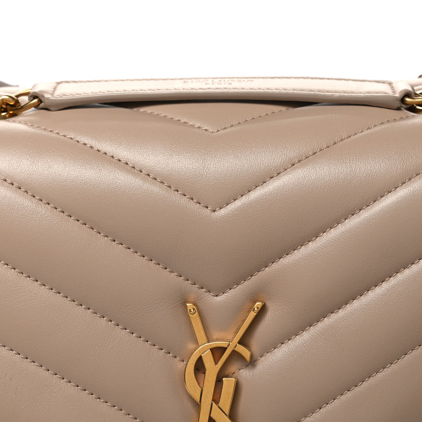 Calfskin Y Quilted Monogram Medium Loulou Chain Satchel Dark Beige
