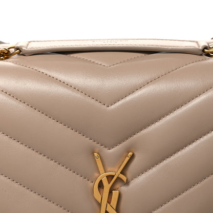 Saint Laurent Calfskin Y Quilted Monogram Medium Loulou Chain Satchel Dark Beige 8 of 11