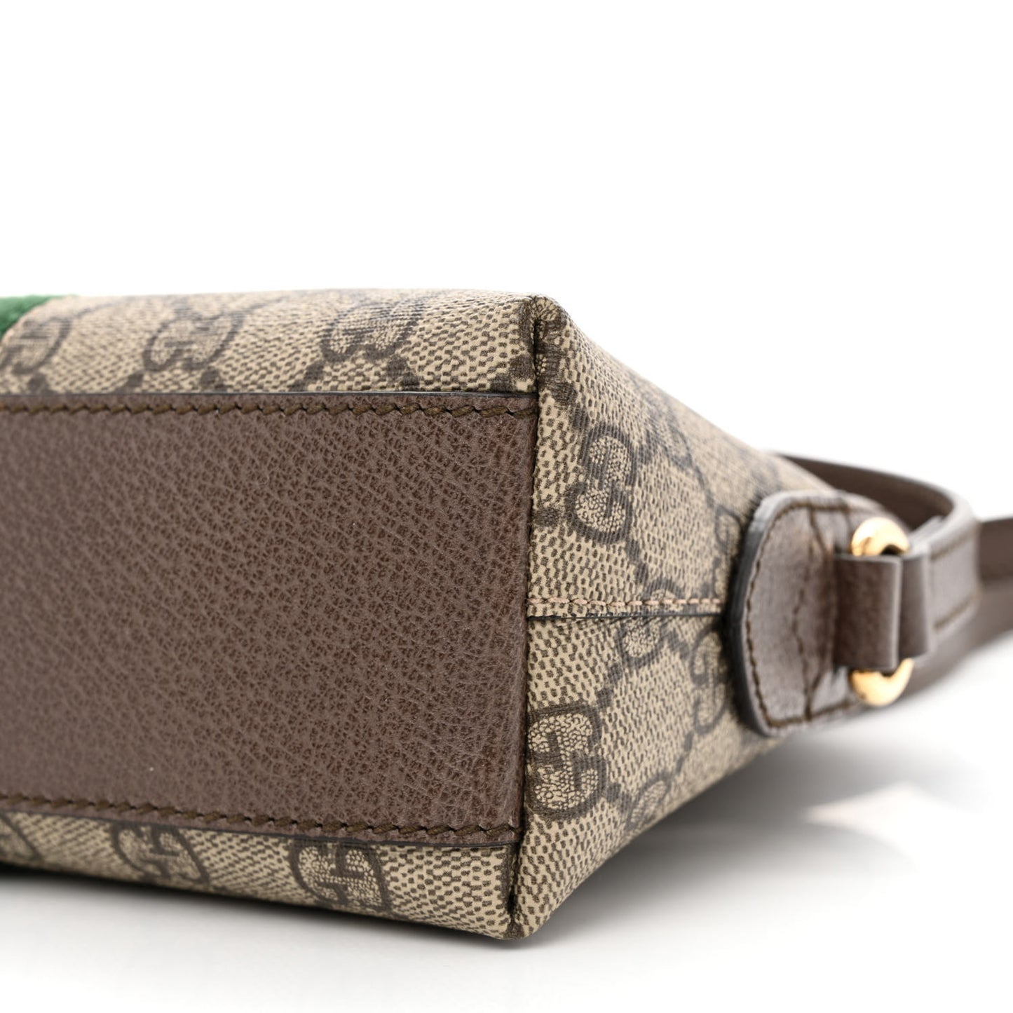 GG Supreme Monogram Textured Dollar Calfskin Web Small Ophidia Dome Shoulder Bag Beige Ebony New Acero