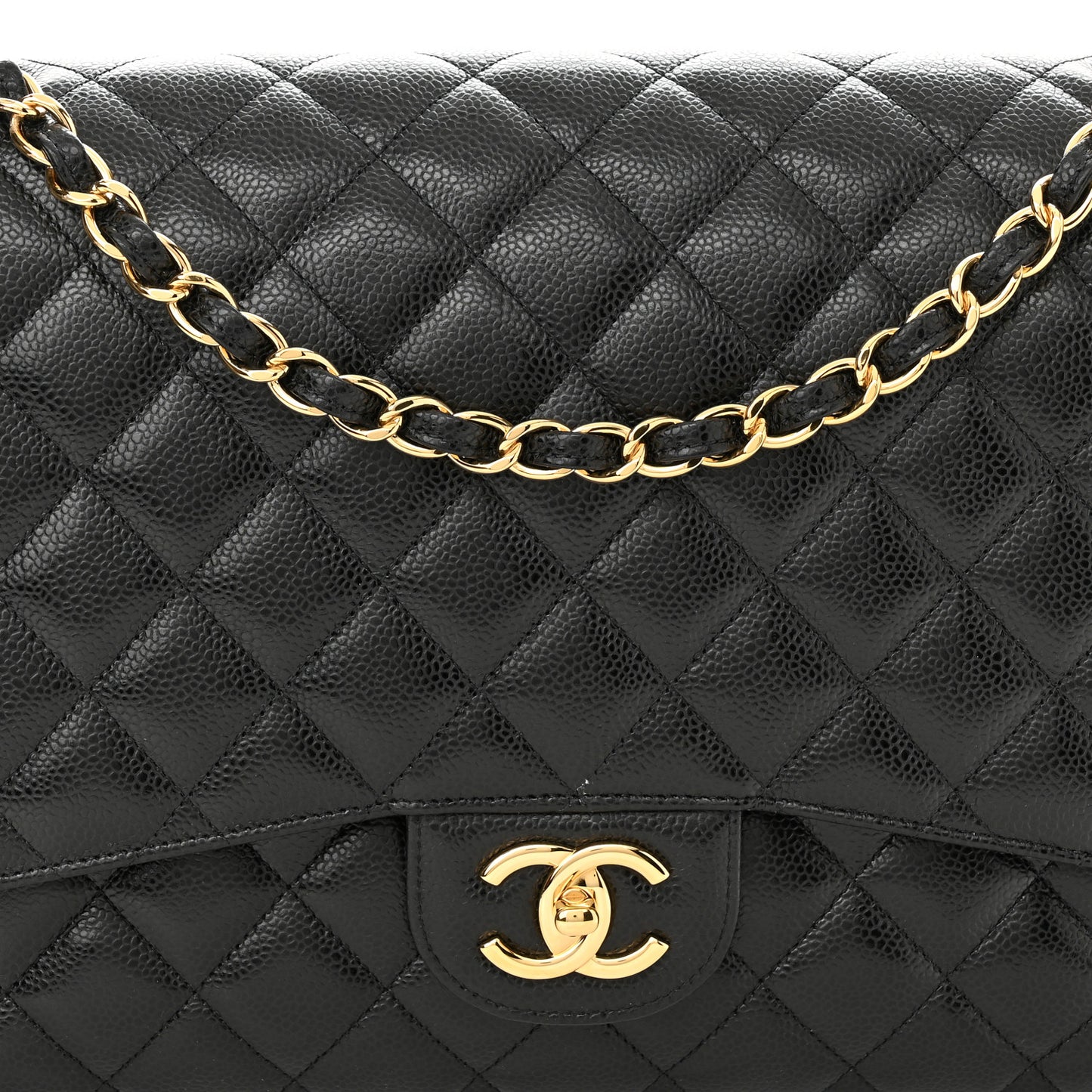 Caviar Quilted Maxi Double Flap Black