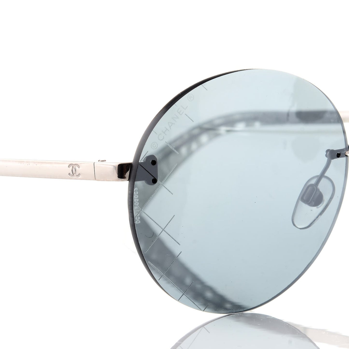Metal Rimless Round Sunglasses 4216 Silver